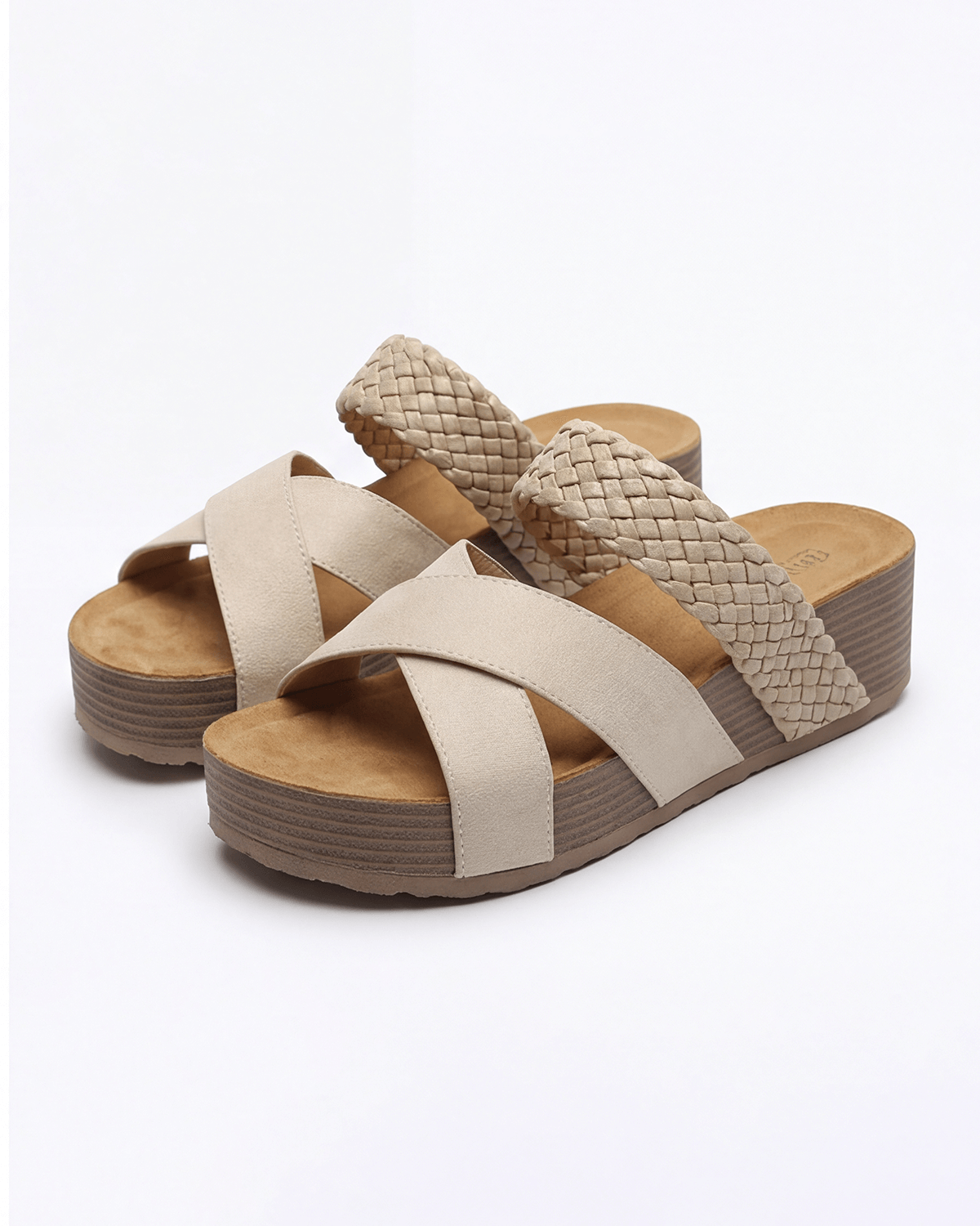 Women’s Platform Slide Sandals- Braided Strap