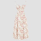Elegant Floral Corset Midi Dress – Feminine & Flattering