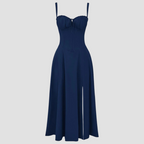 Elegant Floral Corset Midi Dress – Feminine & Flattering