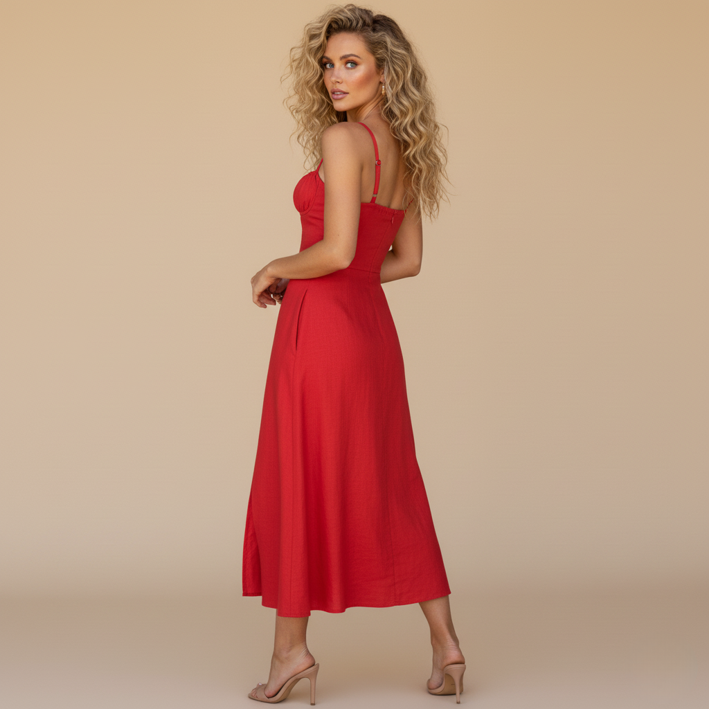 Elegant Floral Corset Midi Dress – Feminine & Flattering