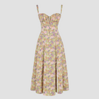 Elegant Floral Corset Midi Dress – Feminine & Flattering