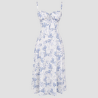 Elegant Floral Corset Midi Dress – Feminine & Flattering