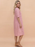 Women’s V-Neck Pocket Midi Dress