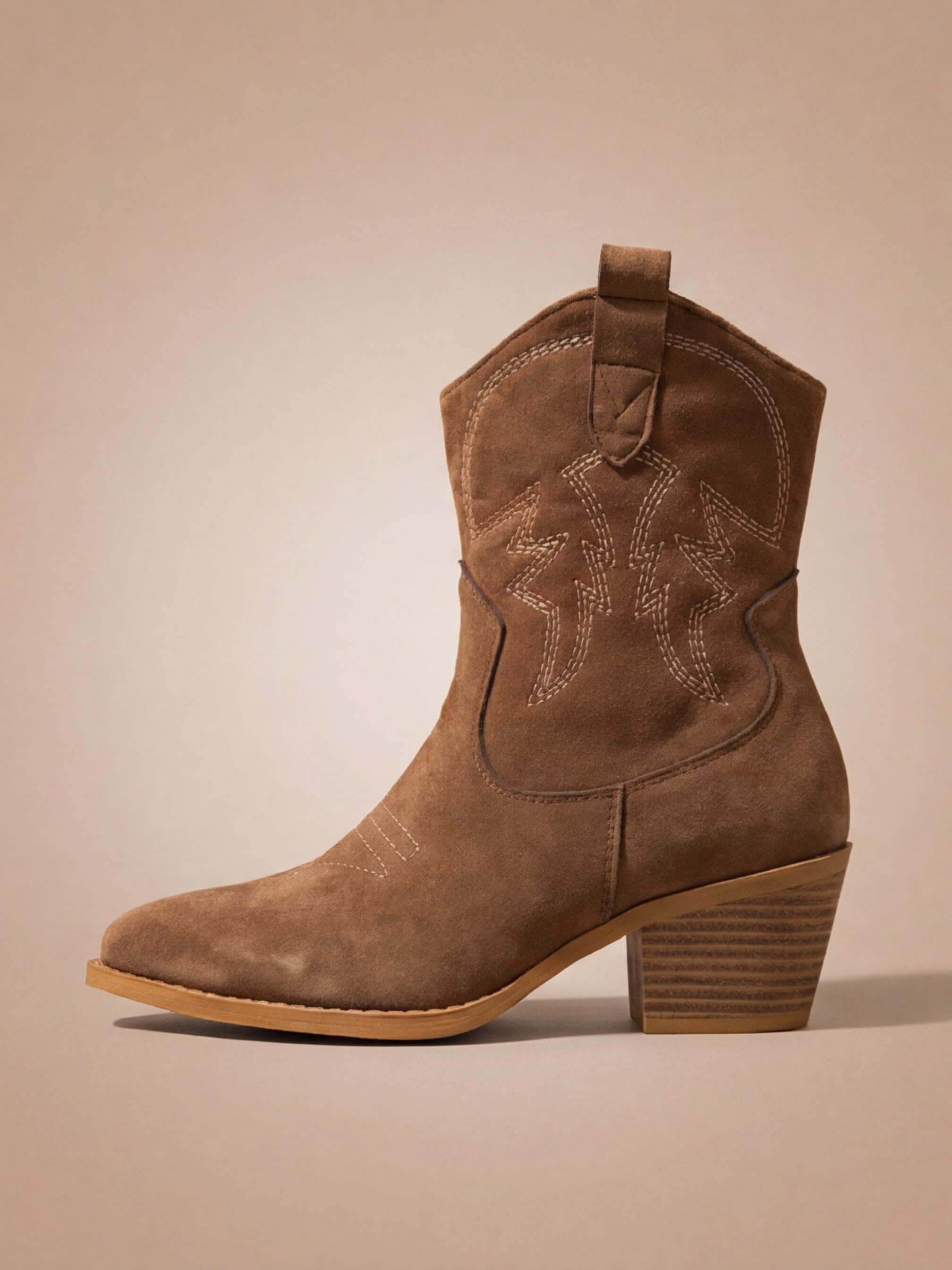 Savannah Suede Cowboy Ankle Boots