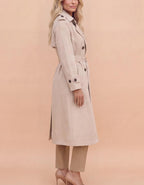 Women’s Double-Breasted Belted Trench Coat with Shoulder Tabs