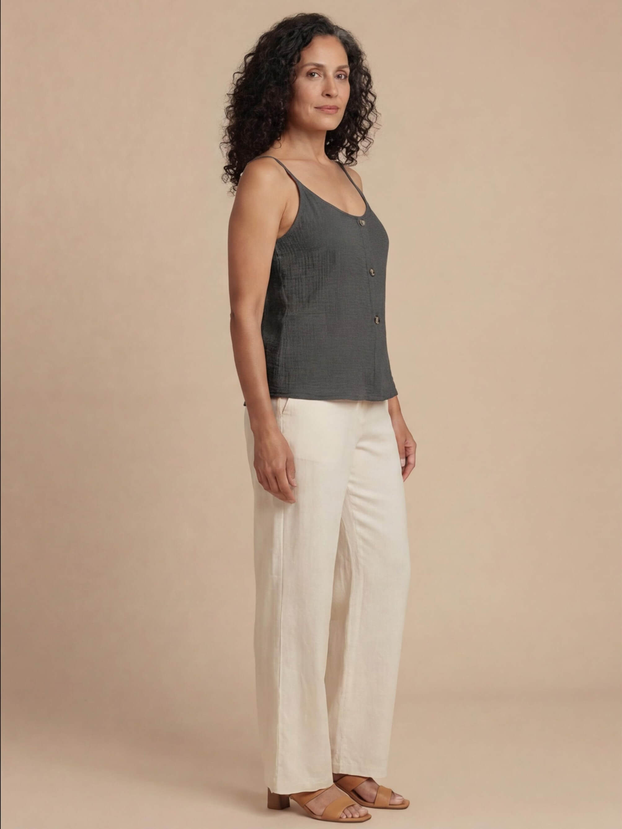 Women’s Button Front Textured Cami Top