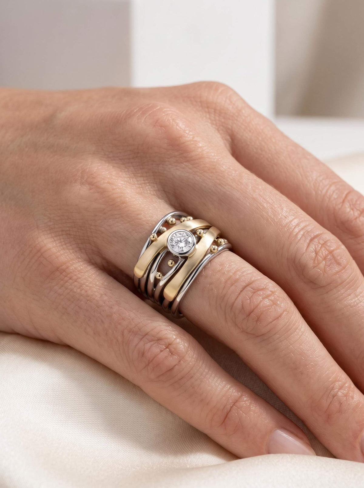 Women’s Layered Gold-Tone Beaded Ring