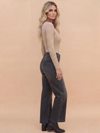 Women's wide-leg jeans with ripped details