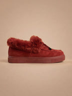 Women’s Wide-Fit Winter Slip-On Shoes – Faux-Fur Trim