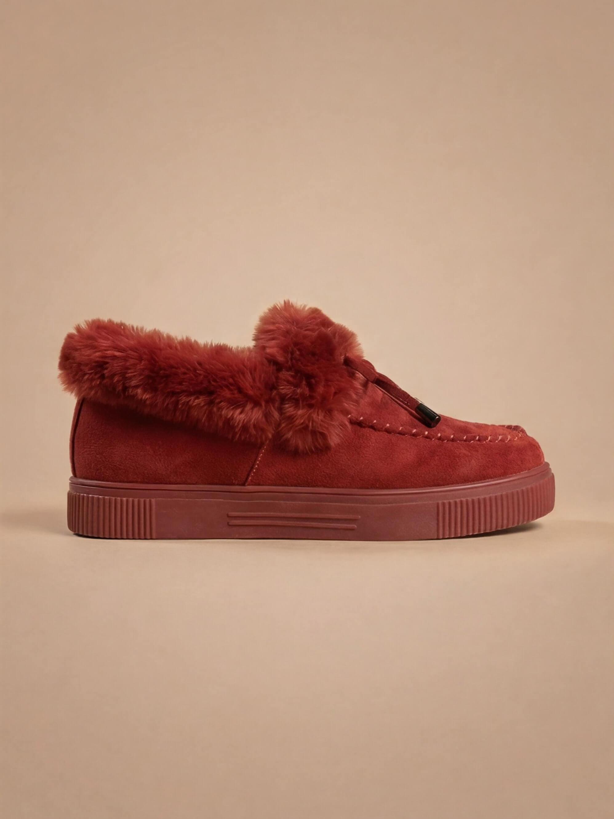 Women’s Wide-Fit Winter Slip-On Shoes – Faux-Fur Trim
