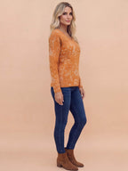Women’s Autumn V-Neck Floral Top – Relaxed & Sophisticated