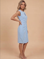 Women’s Sleeveless Keyhole Ruched Midi Dress