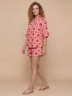 Women’s Geometric Print Shirt & Shorts Set