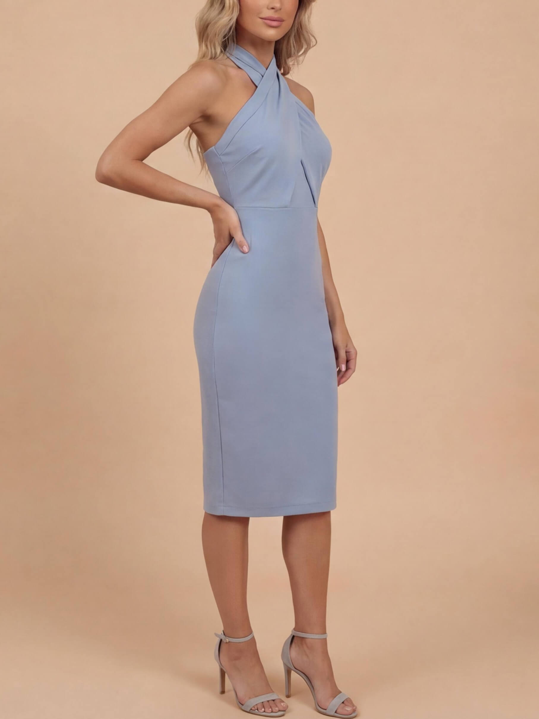 Women’s Halter Mini Dress – Draped Elegance