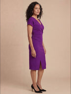 Women’s Midi Dress – Elegant V-Neck Silhouette with Front Split