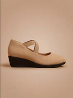 Women’s Shoes – Comfortable Wedge Heels with Cross-Strap Design