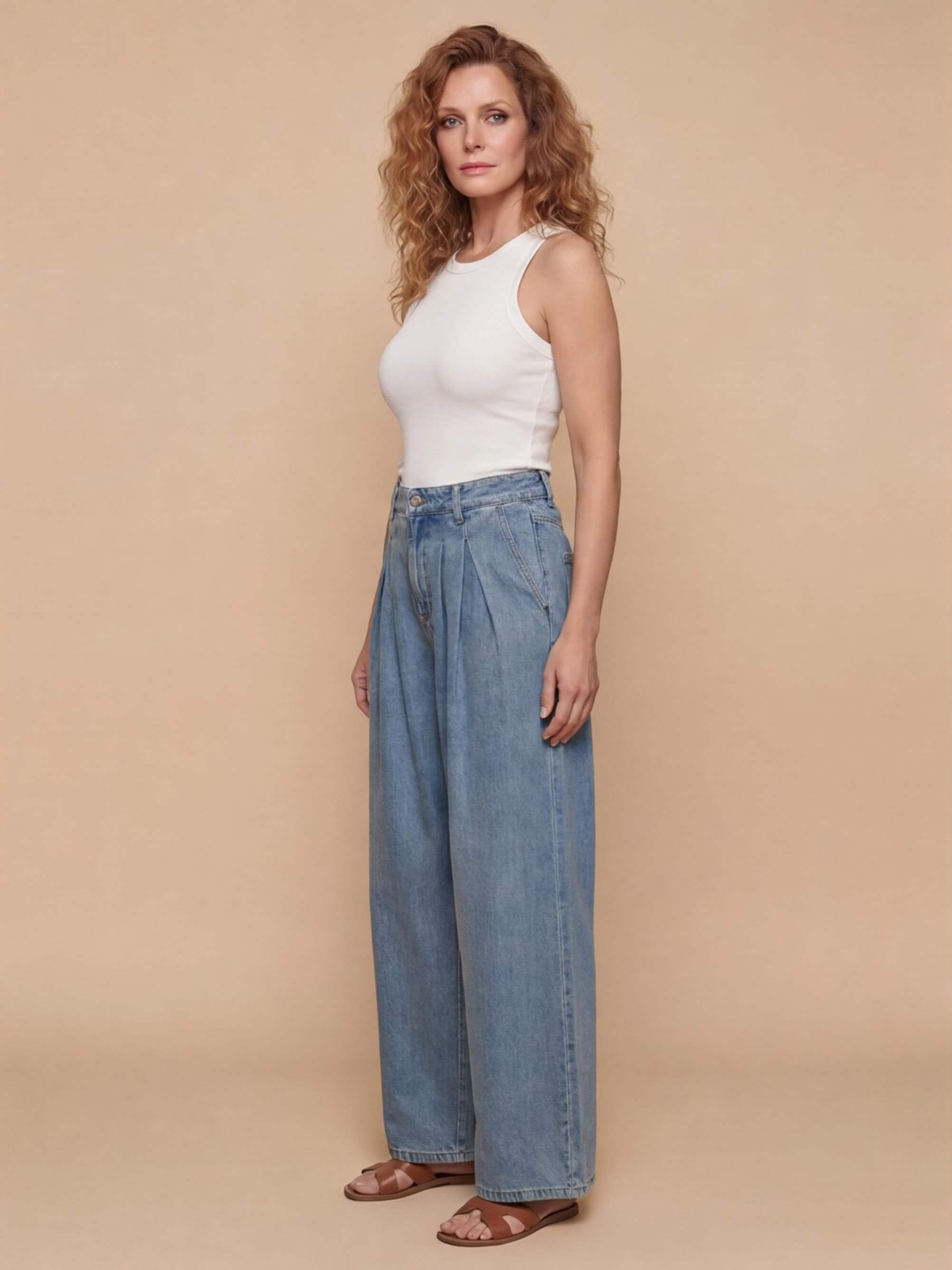 Women’s Wide-Leg Denim Trousers – Vintage Fit & Everyday Elegance
