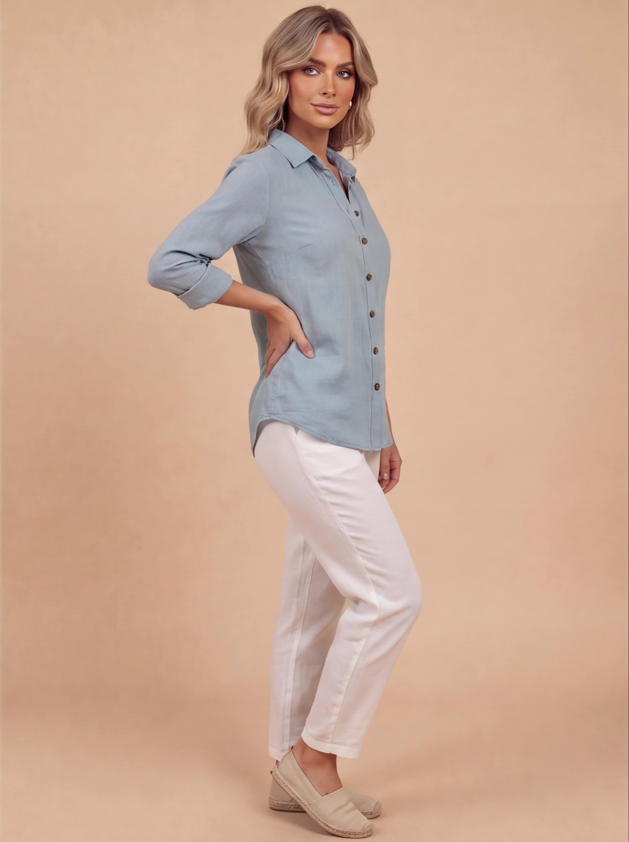 Women’s Top – Lightweight Long-Sleeve Relaxed Blouse