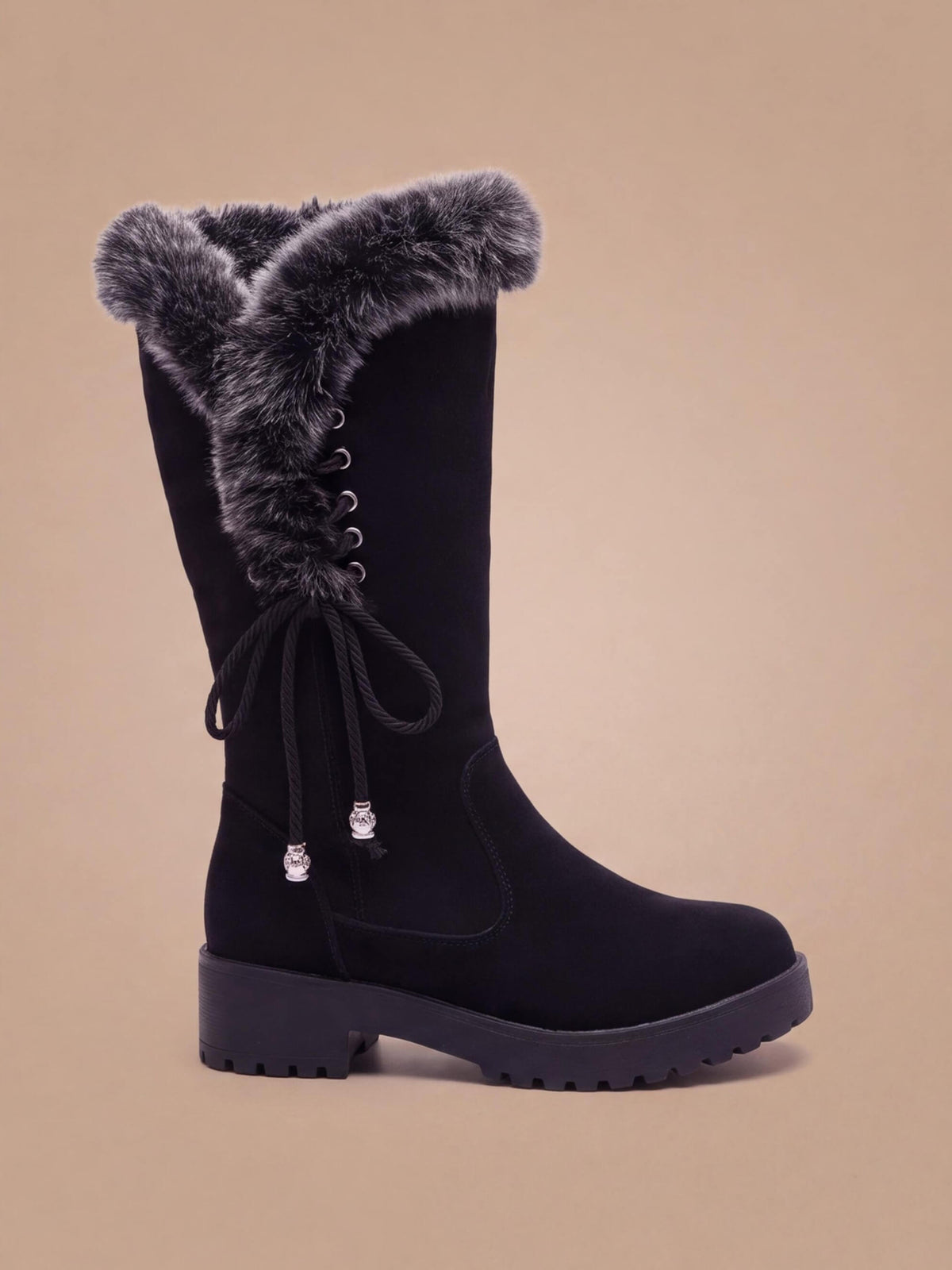 Women’s Knee-High Faux Fur Trim Boots