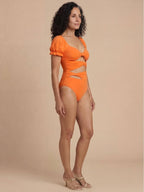 Women’s Puff Sleeve Cut-Out One-Piece Swimsuit