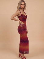 Women’s Rope Strap Crop Top and Maxi Skirt Set