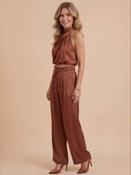 Women’s Set – One-Shoulder Top & Wide-Leg Pants