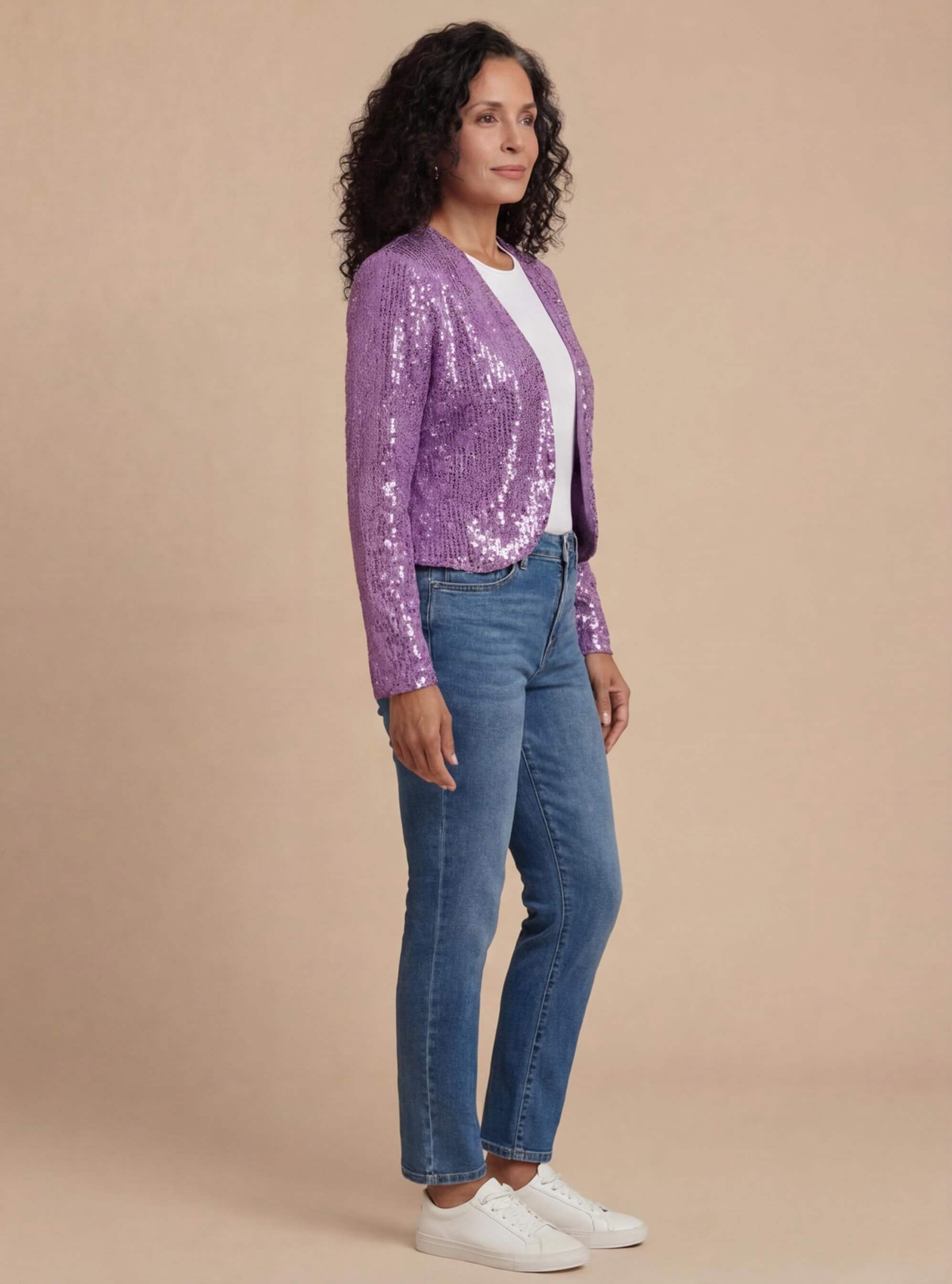 Women’s Glitter Sequin Cardigan Jacket – Cropped Fit & Evening Sparkle