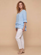 Women’s V-Neck Ruffle Hem Blouse