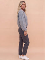 Women’s Cropped Bomber Jacket with Zip Front