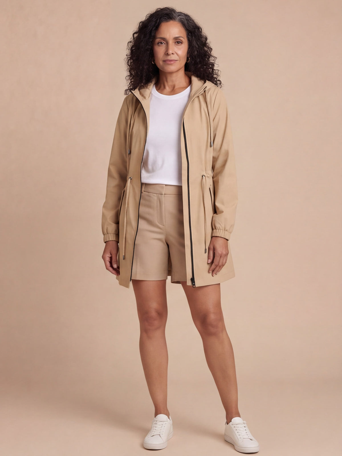 Women’s Hooded Drawstring Utility Jacket