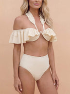 Women’s Ruffle Halter High-Waist Bikini Set