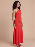 Women’s One-Shoulder Draped Maxi Evening Dress
