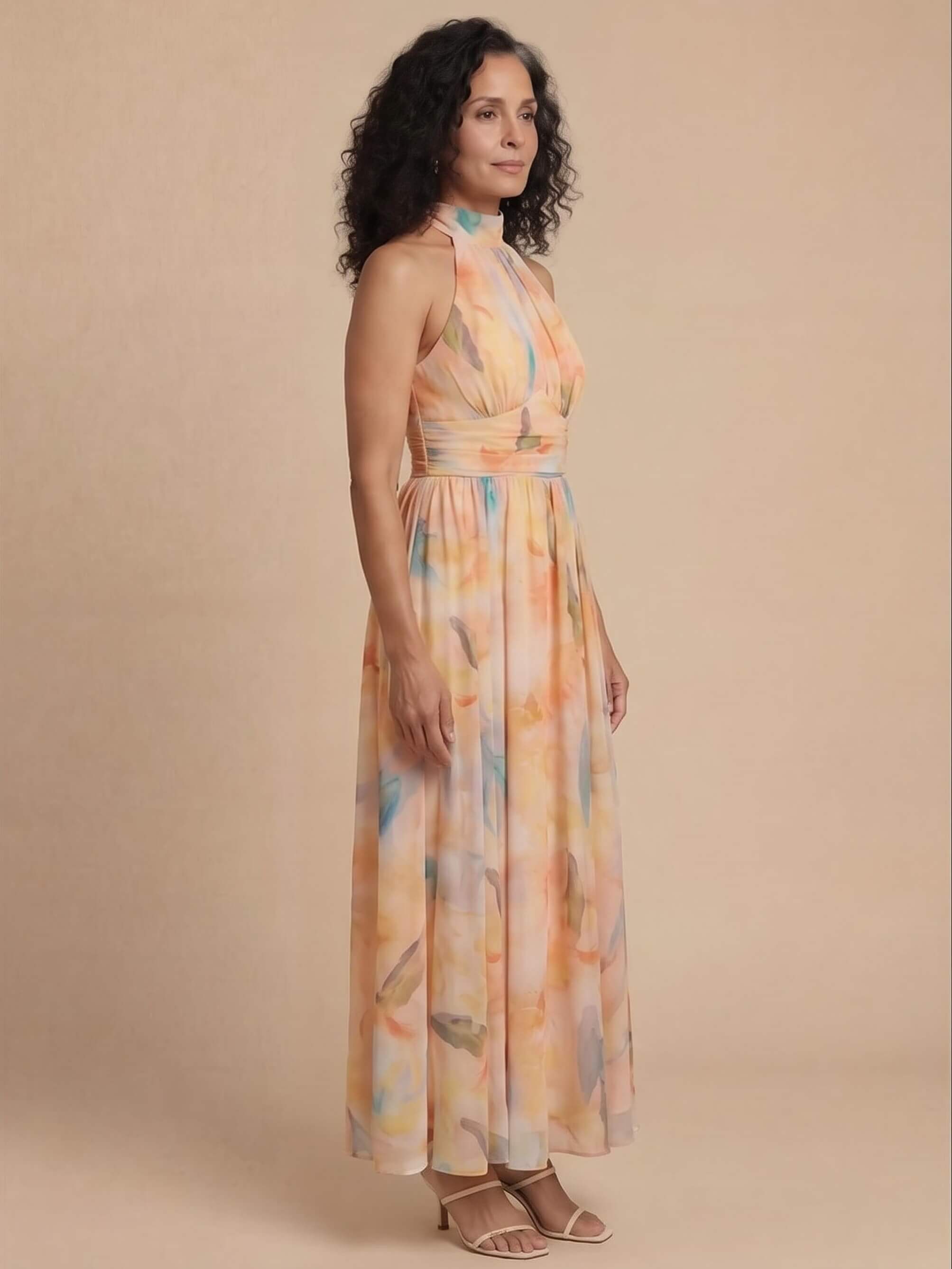 Women’s Halter Neck Printed Maxi Dress
