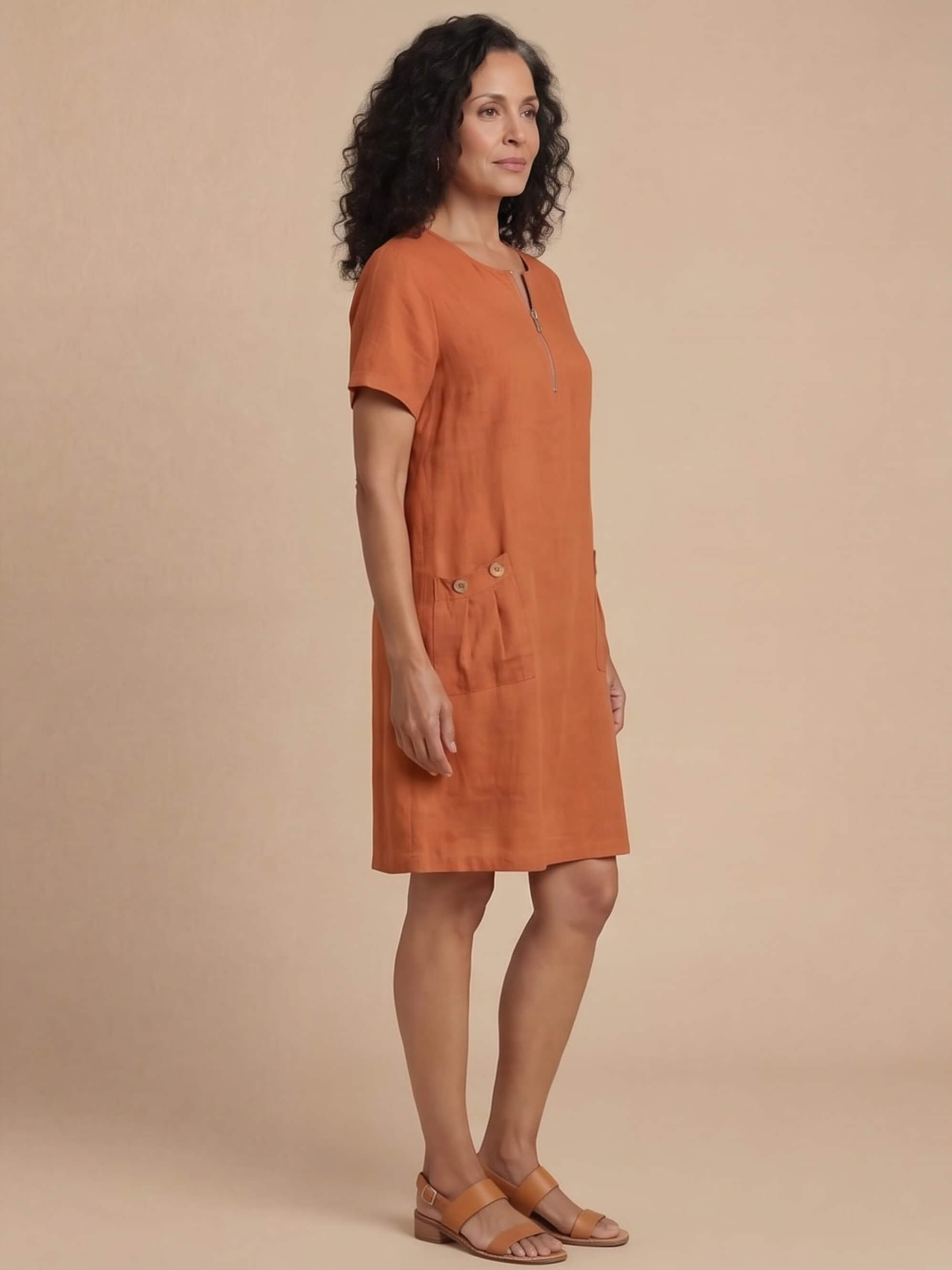Women’s Zip Neck Pocket Mini Dress