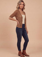 Women’s Crochet Knit Cardigan – V-Neck Button Front & Lightweight Elegance