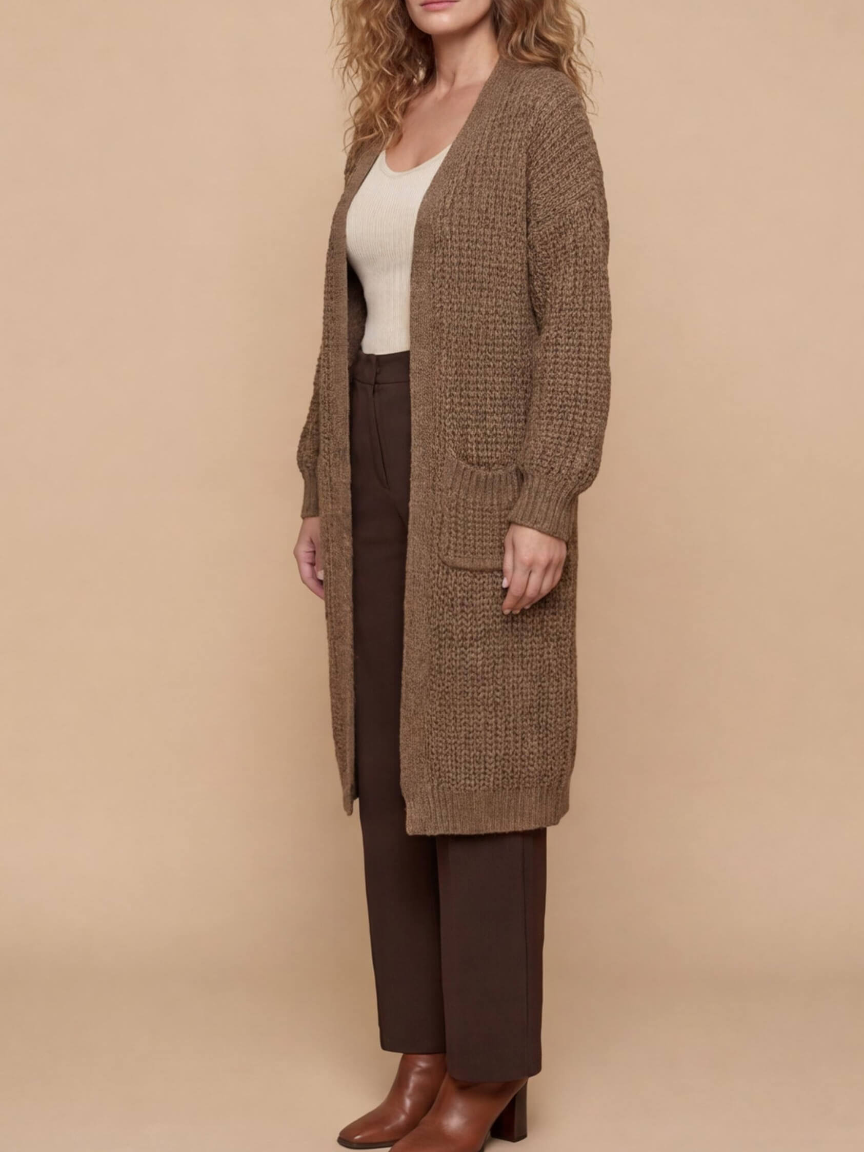 Women’s Long Knit Cardigan – Oversized Ribbed Style & Cozy Elegance
