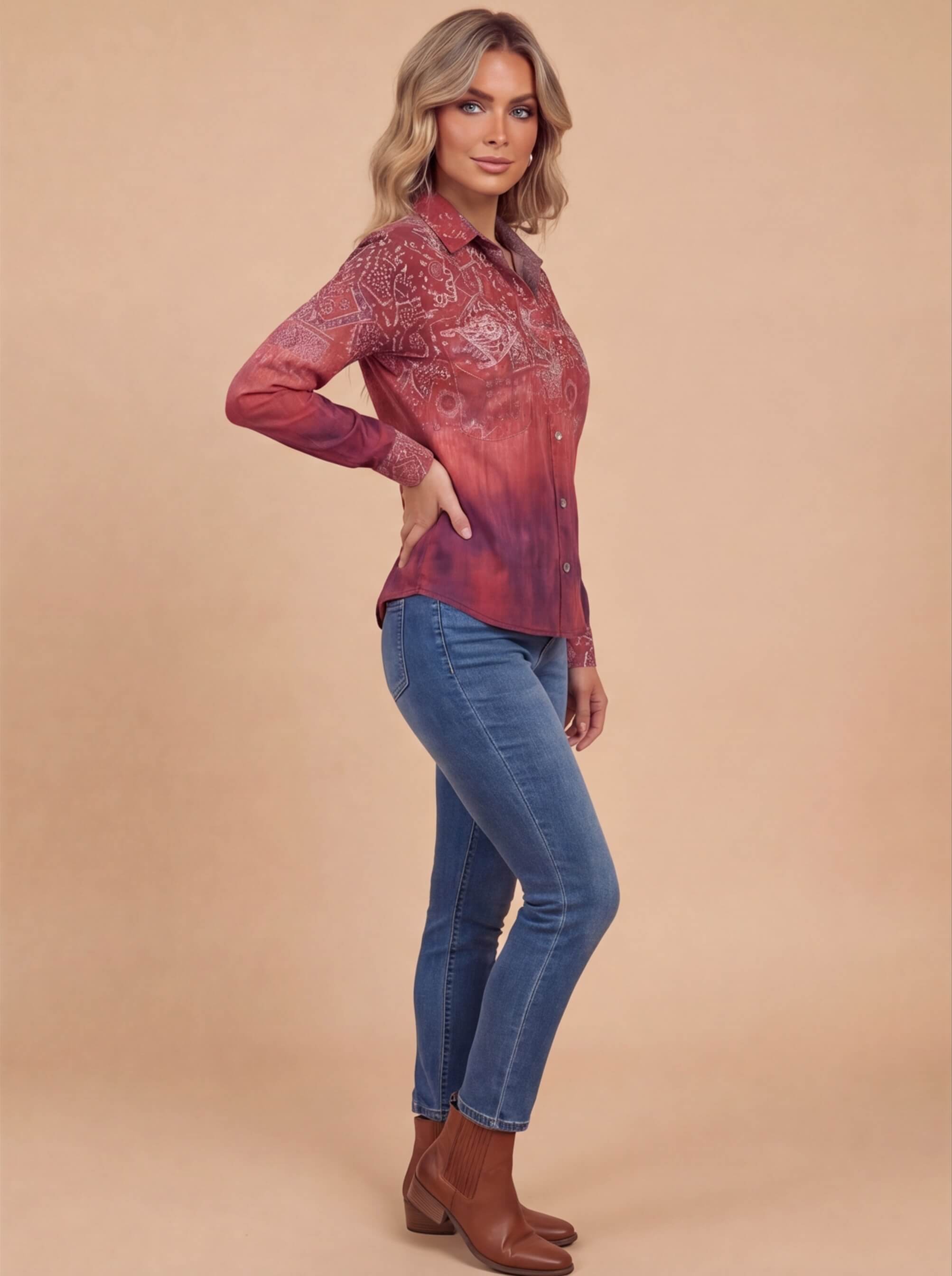 Women’s Top – Vintage Floral Printed Blouse