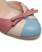 Women’s Pastel Colorblock Heels with Bow Ankle-Strap