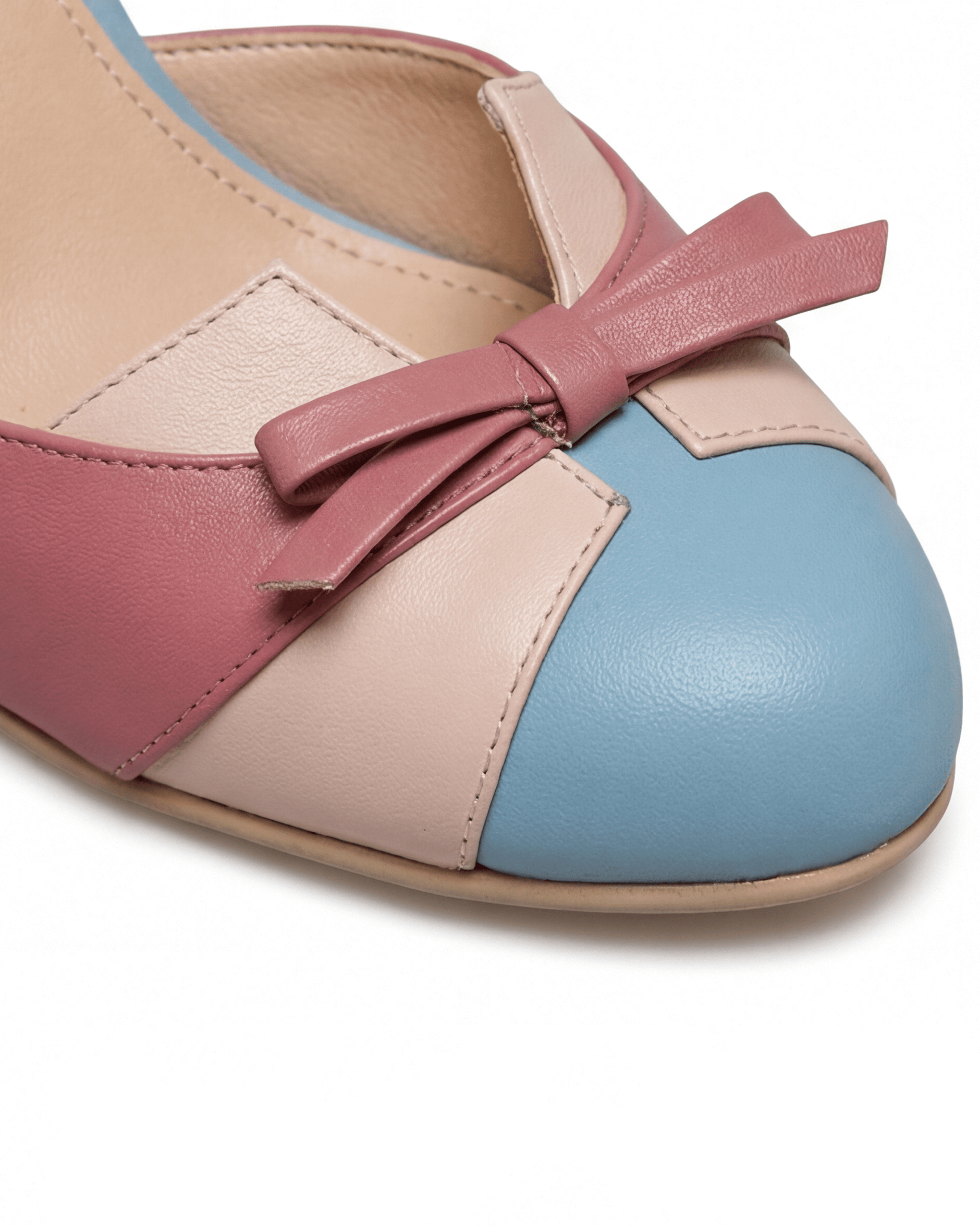 Women’s Pastel Colorblock Heels with Bow Ankle-Strap