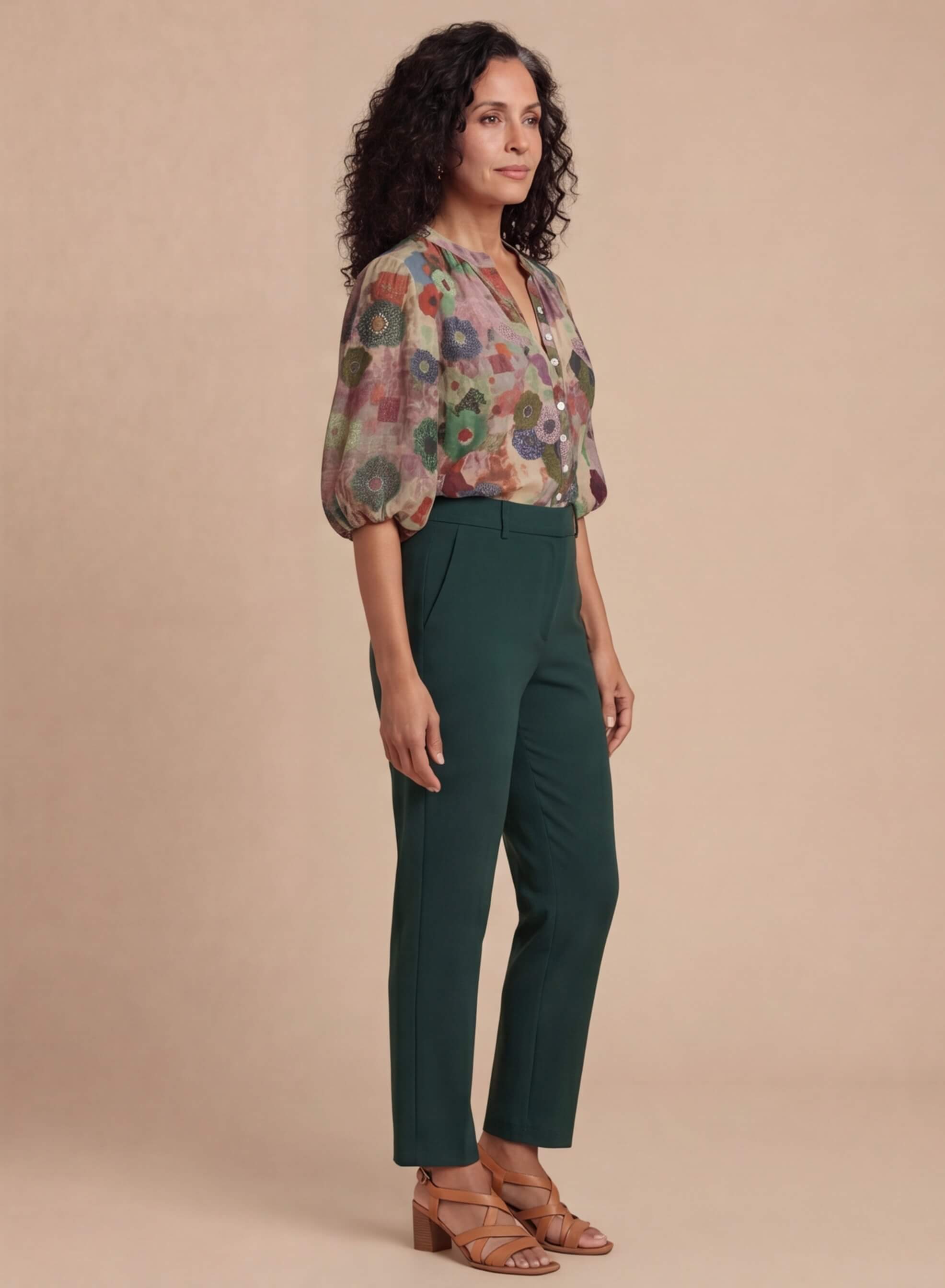 Women’s Floral Button-Down Blouse with Flowing Fit