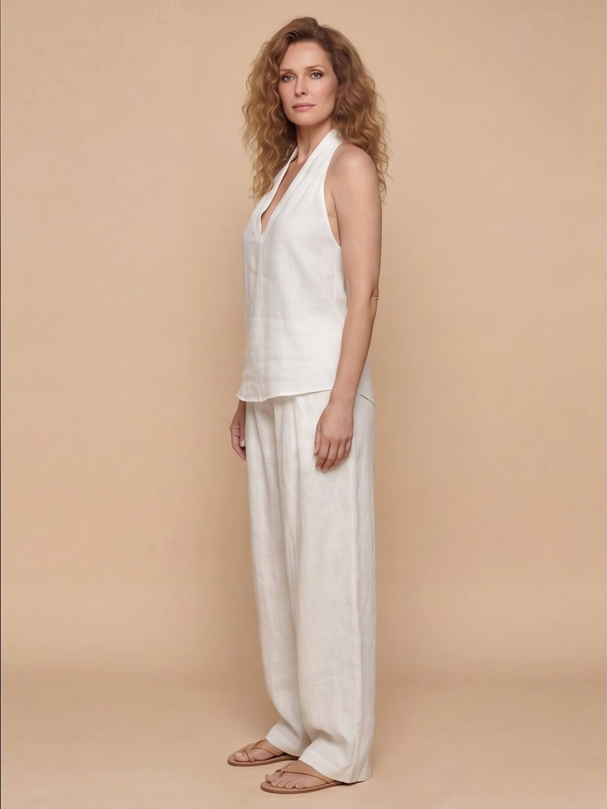 Women’s Halter Top and Wide-Leg Trouser Set