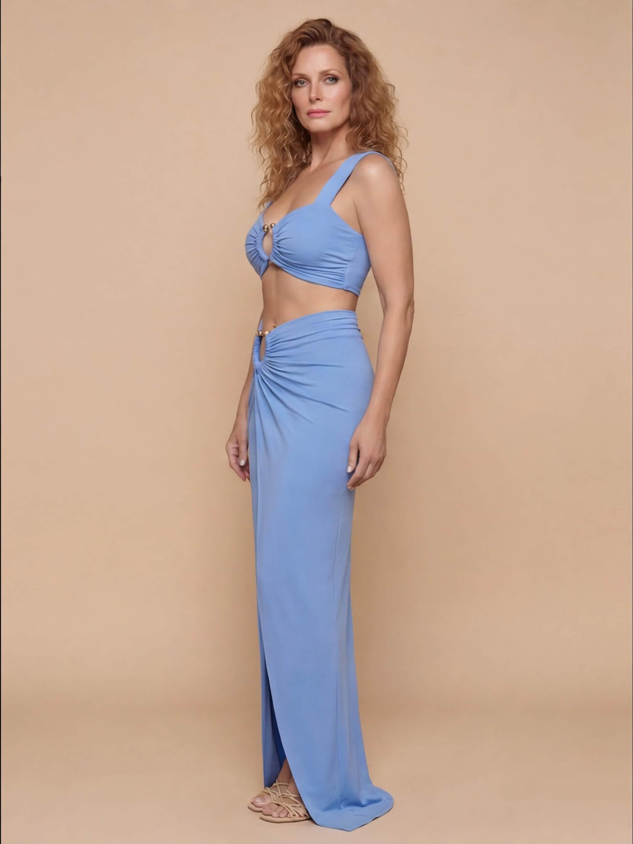Women’s Ruched Cut-Out Bikini Skirt Set