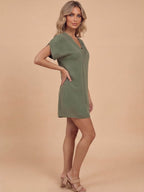 Women’s V-Neck Draped Mini Dress