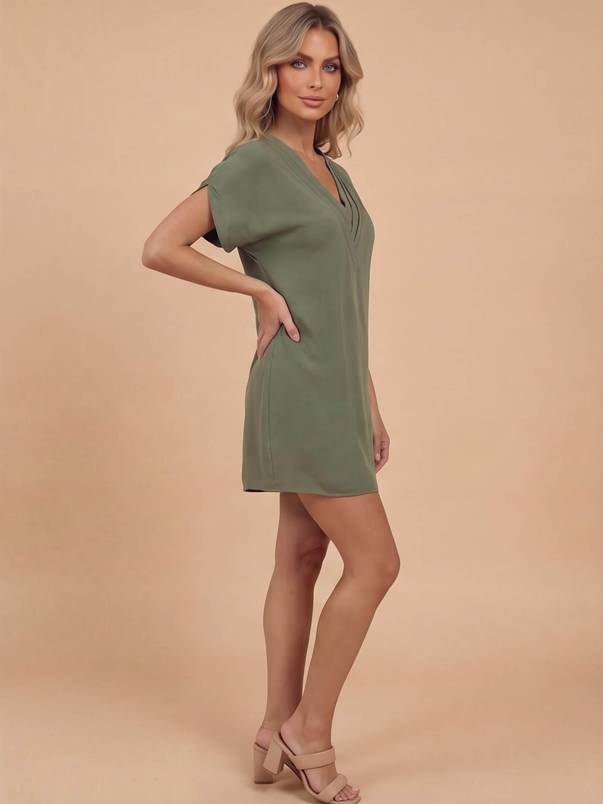Women’s V-Neck Draped Mini Dress