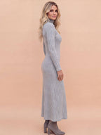 Women’s Ribbed Knit Turtleneck Maxi Dress