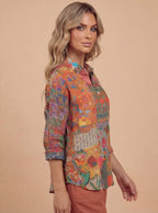 Women’s Floral Cotton Button-Up Shirt