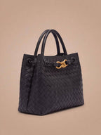 Women’s Woven Handbag with Braided Handle Detail