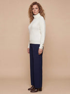 Women’s Cowl-Neck Knit Sweater – Soft Ribbed Texture & Mid-Stretch Comfort