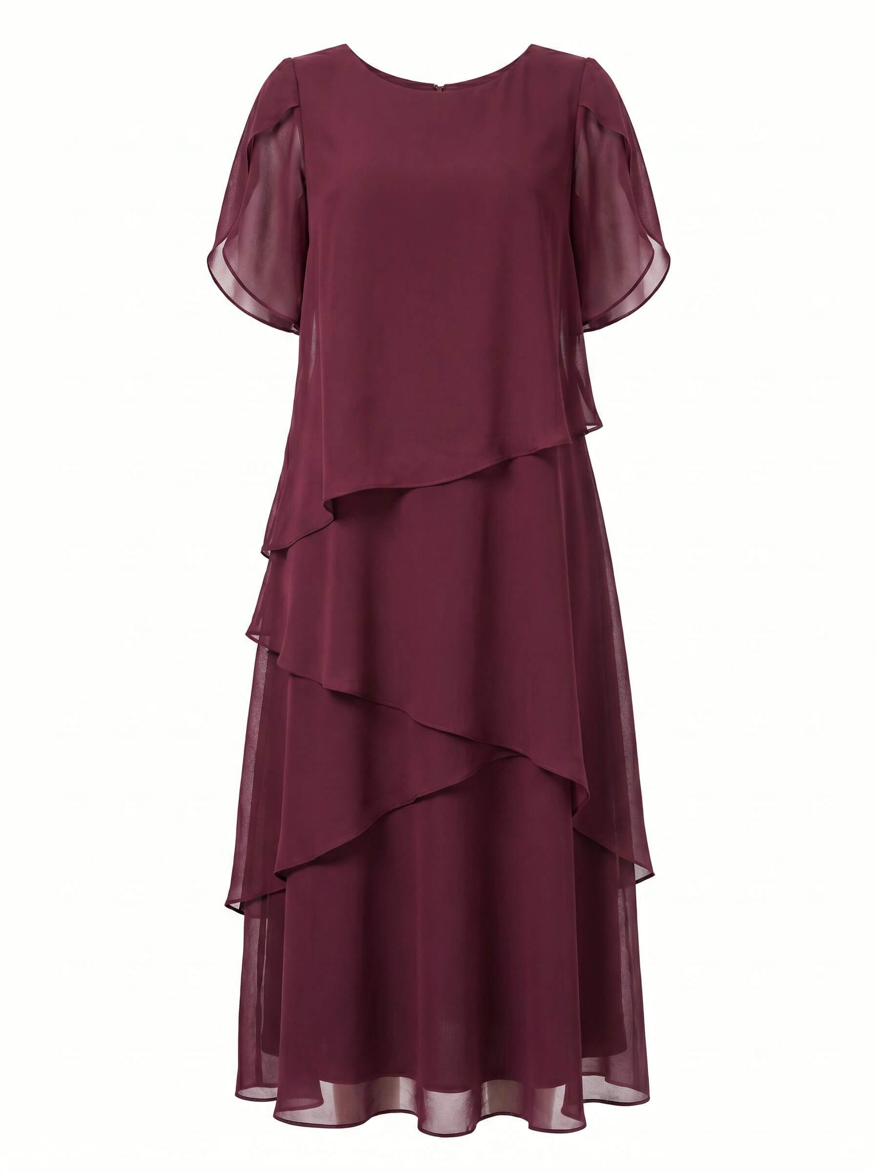 Women’s Elegant Chiffon Layered Dress – Round Neck