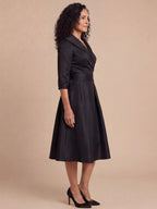 Women’s Wrap Midi Dress with Flared Skirt